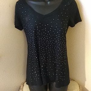 Women's black T-shirt with bling